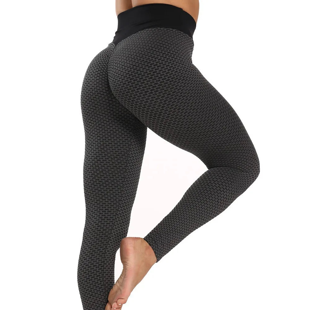 Women's High-Waisted Yoga Leggings Butt-Lifting Honeycomb Gym Leggings Compression Workout Activewear for Training & Multi-Sport