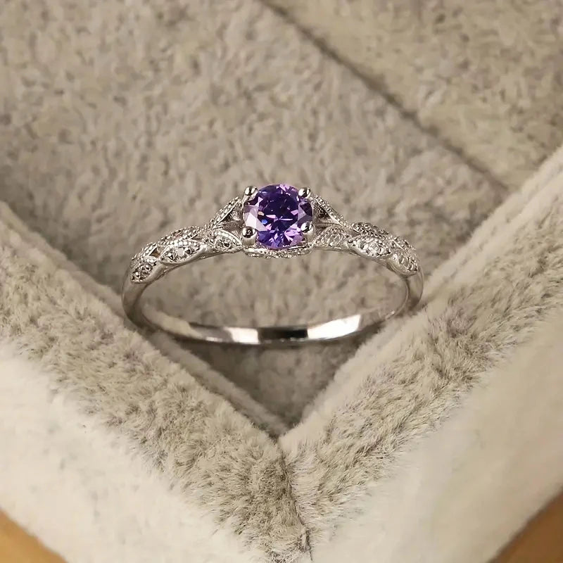 Light Luxury Style Cubic Zirconia Women's Ring in Europe and America Simple Fashion Temperament Ring