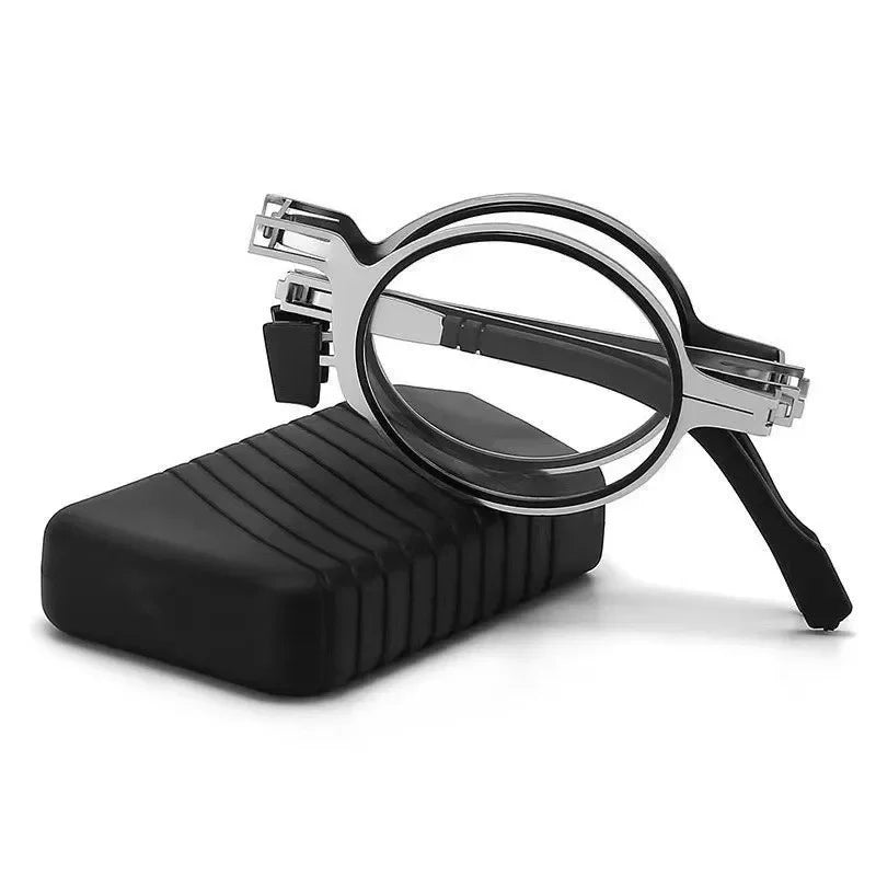 Metal Folding Reading Glasses with Case Men Women Portable Presbyopia Eyewear Round Square Blue Light Blocking Computer Glasses
