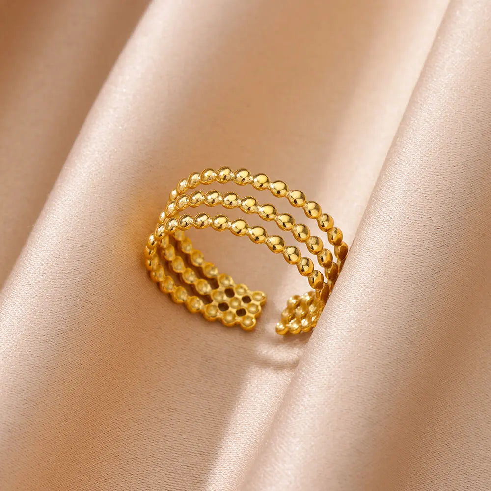 Stainless Steel Chunky Wide Rings For Women Vintage Gold Color Geometric Open Finger Ring Fashion Minimalist Jewelry Gift Femme