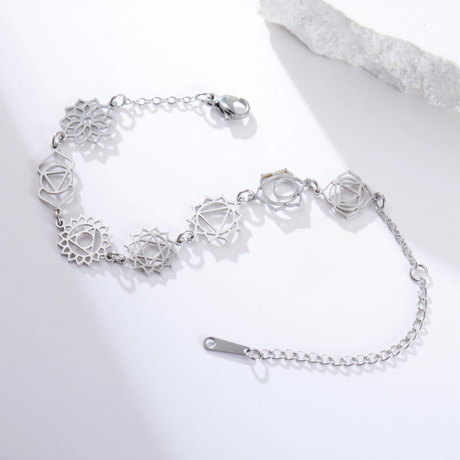 7 Chakra Yoga Balance Charm Bracelet Women Stainless Steel Gold Color Hand Bracelets Spiritual Jewelry Birthday Gift Wholesale