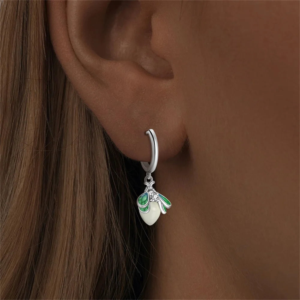 New in 925 Sterling Silver Luminous Firefly Stud Earrings for Women Girl Ear Studs Fine Jewelry Fashion Luxury Anniversary