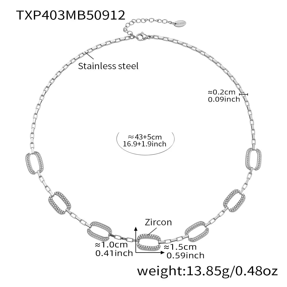 Stainless Steel Chain Necklace Bracelet Matching Earring For Women 18k Gold Plated With Zircon Necklaces Bracelets Earrings Set