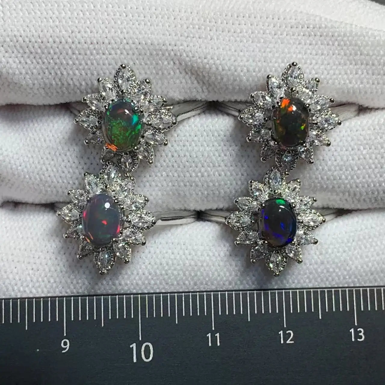 Natural Black Opal Ring Adjustable Female Stone Ring Jewelry for Women Gift Wholesale High Quality Vintage Fine