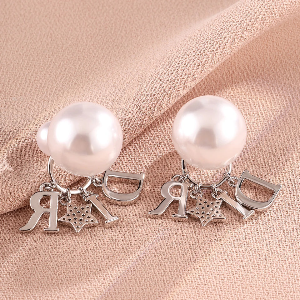 Elegant Business Pearl Star Earrings Suitable For Women To Wear Fashionable Jewelry For Travel, Banquets, And Parties