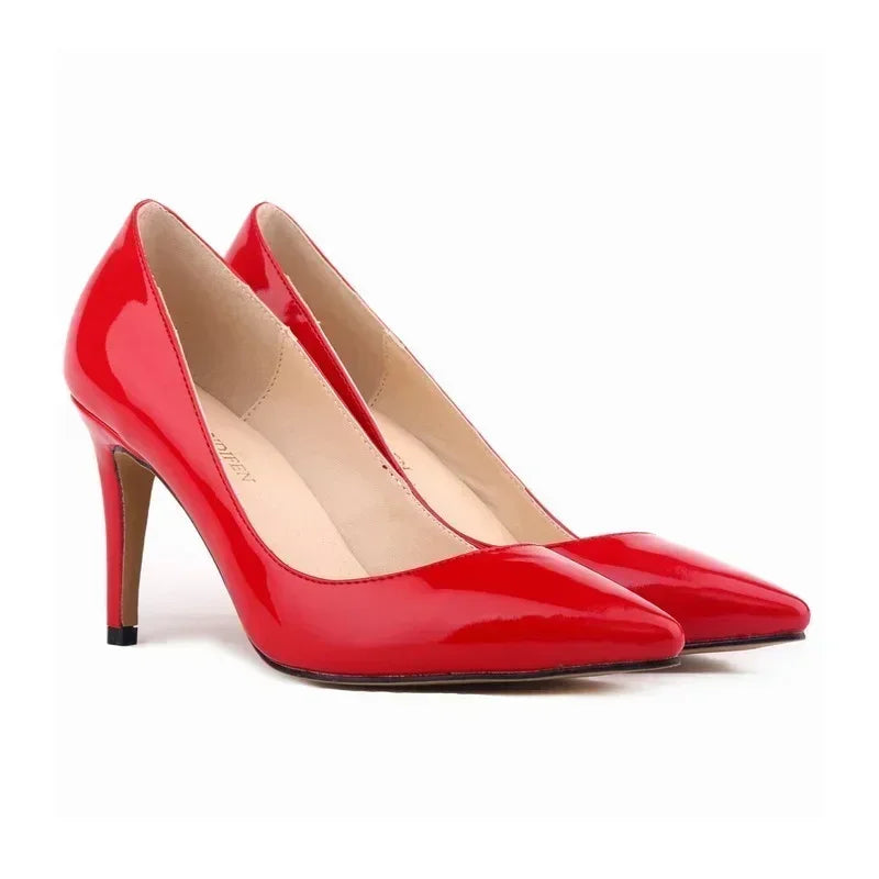 Large Size Women Pumps Classic Pointed Toe High Heels Sexy 9cm Stilettos Female Elegant Comfort Ladies Red Wedding Party Shoes