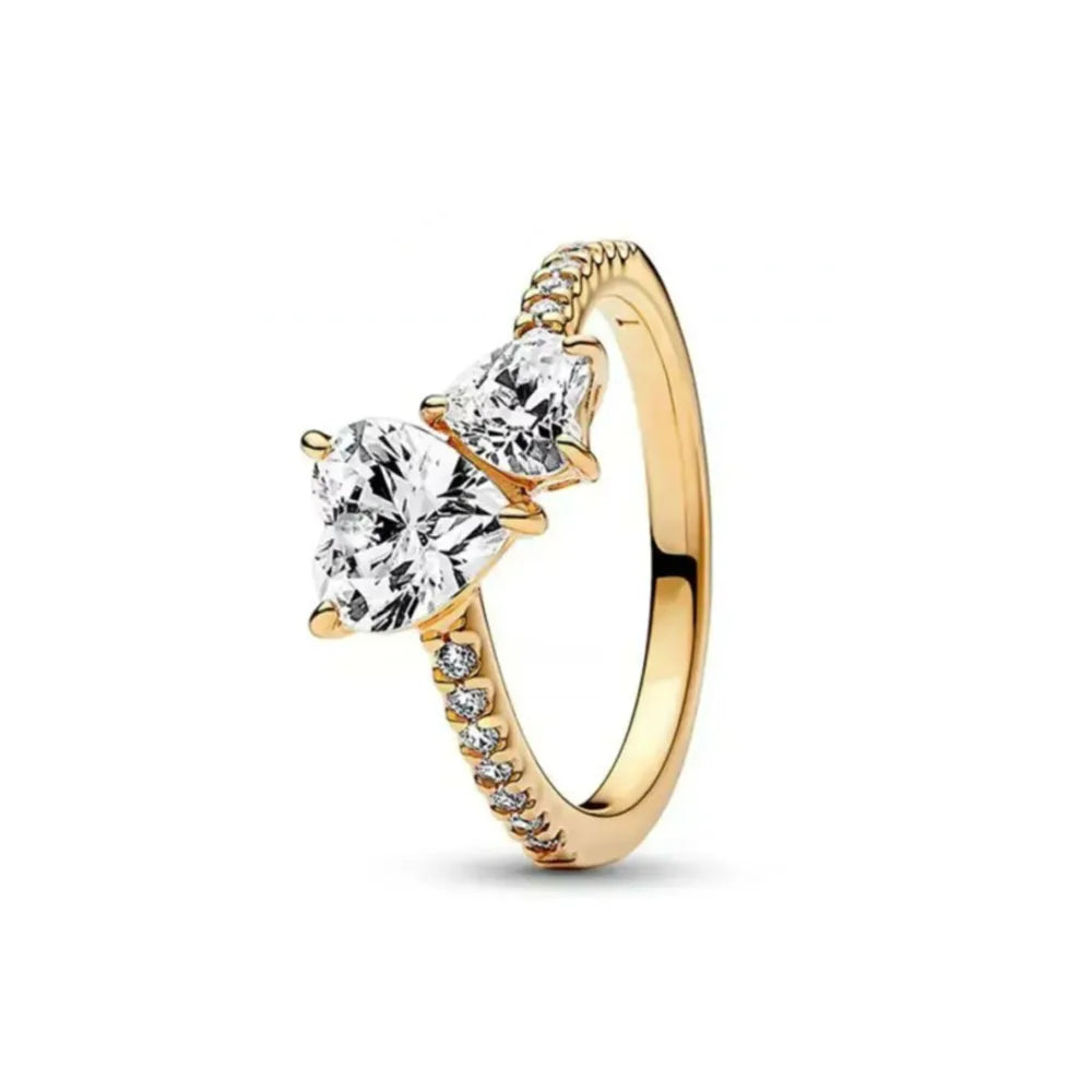 European New 925 Silver, Gold Series Bow Flower Ring Suitable For Exquisite High-Quality Jewelry For Women at Wedding Parties