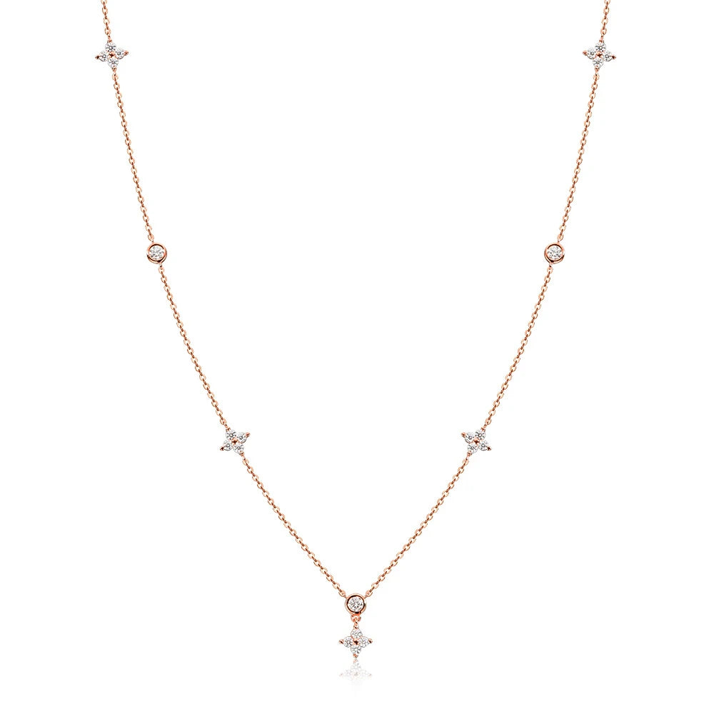 KNOBSPIN Moissanite Necklaces for Women Four Leaf Clover Diamond Pendant s925 Sterling Silver 18k Dainty Daily Necklace Jewelry