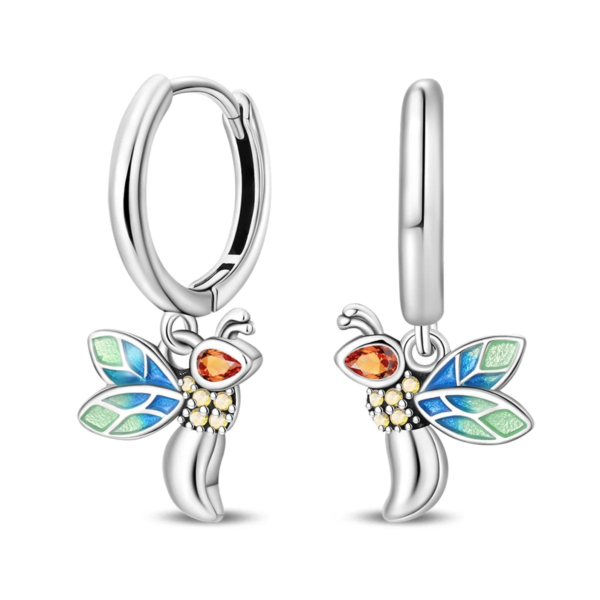 New in 925 Sterling Silver Luminous Firefly Stud Earrings for Women Girl Ear Studs Fine Jewelry Fashion Luxury Anniversary