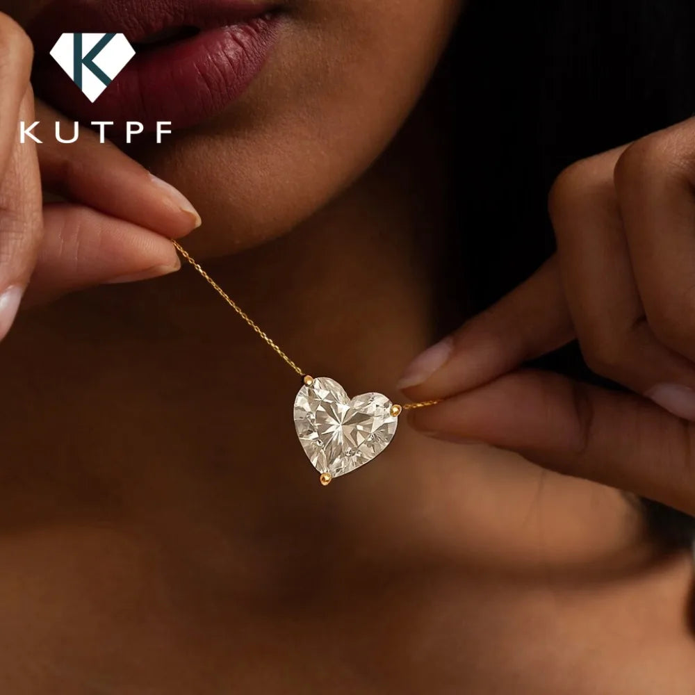 1-3Carat Heart Cut Moissanite Pendant Necklace for Woman S925 Silver Plated 18k Gold Solitaire Diamond Neckchain  Certified