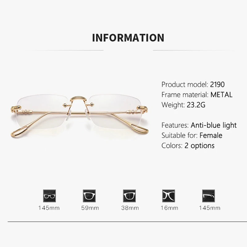 Photo-sensitive Color-changing Anti-blue-light Glasses, Rimless And Elegant Style For Women.2190