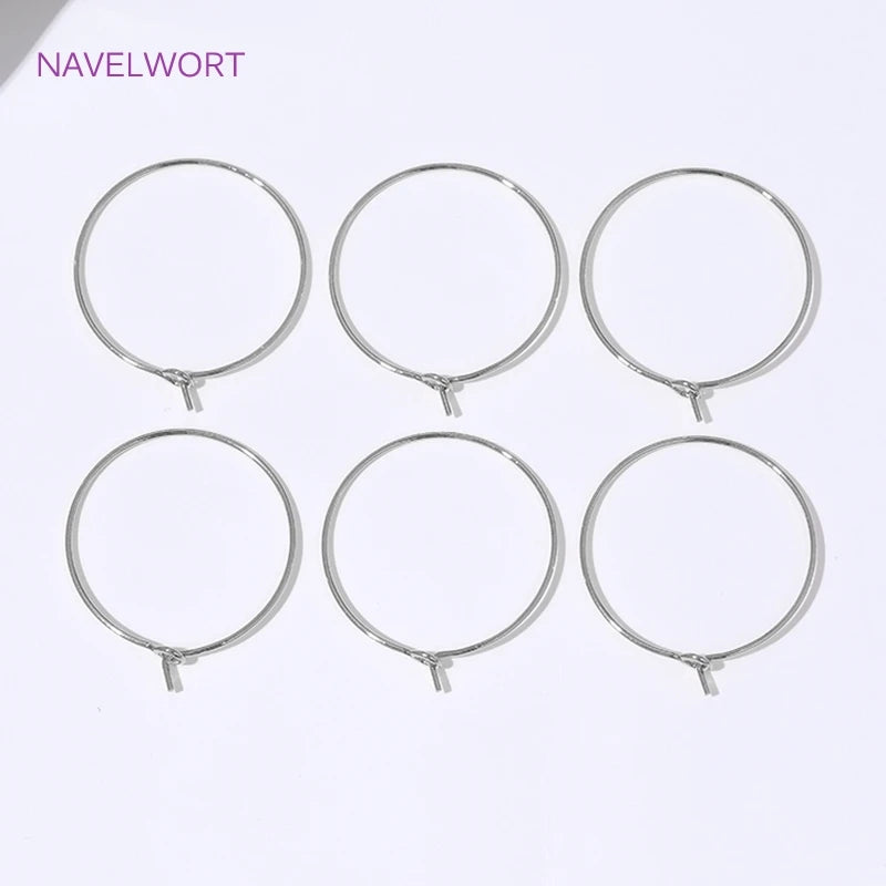 15mm-40mm18K Gold Plated Round Hoop Earrings,For Women Fashion Jewelry,Brass Big Circle Ear Wire Hoops,DIY Jewelry Making Craft