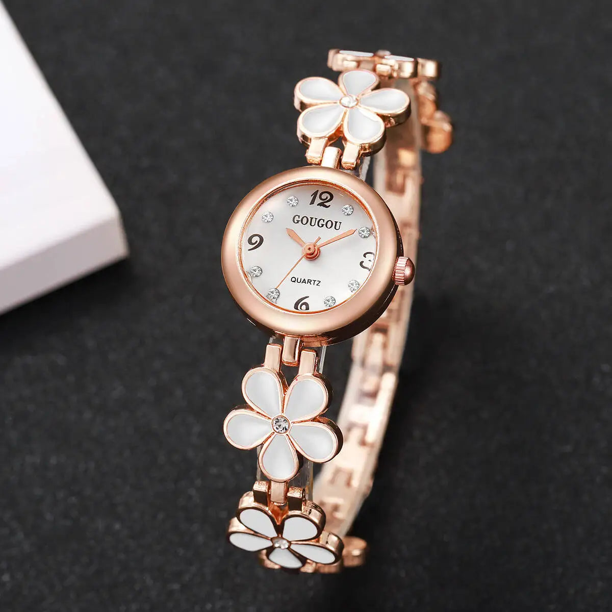 Elegant Flower Bracelet Strap Women Watches Fashion Diamond Arabic Dial Ladies Wristwatches Reloj Mujer（Without Box）