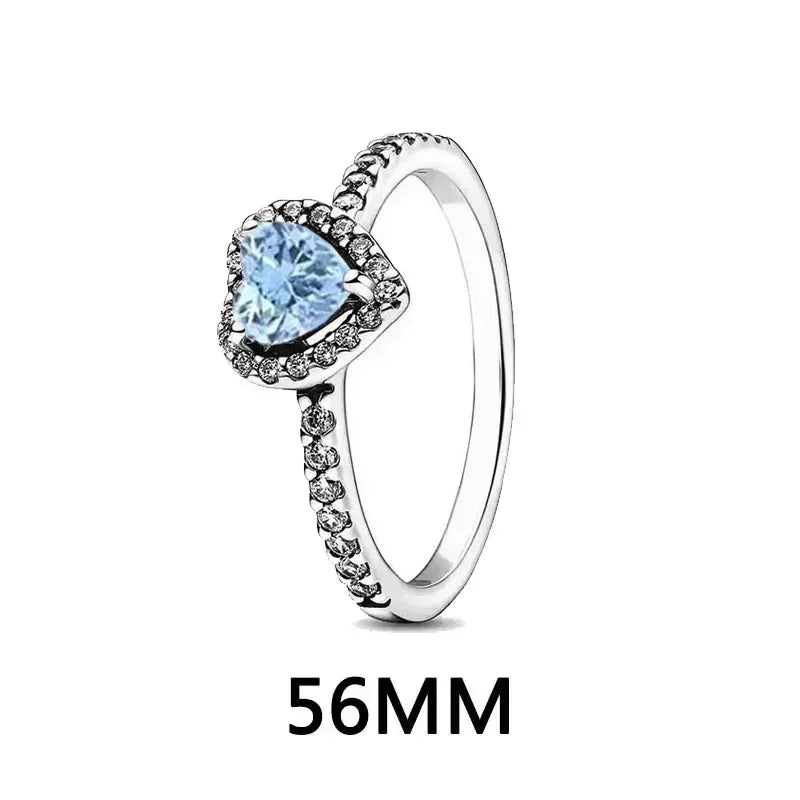 New 925 sterling silver heart-shaped earrings, rings, necklaces, pink red rainbow luxury set, sparkling charm jewelry,  gifts