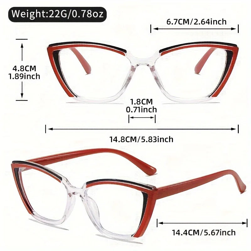 Vintage Cat-Eye Full Rim Reading Glasses Non-Prescription, PC Frame & Lens, Elegant Design, Range  1.0 to  4.0