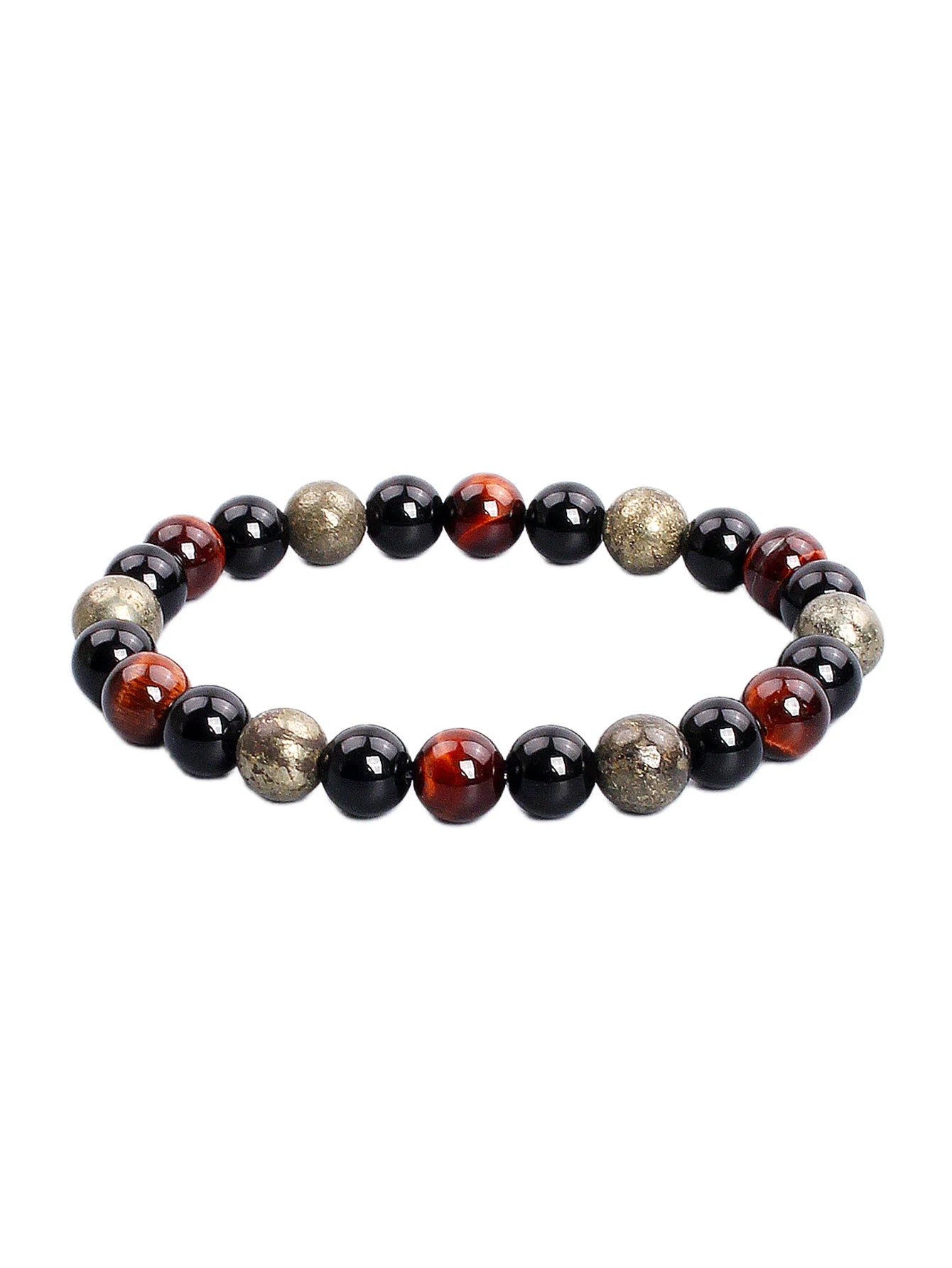 Triple Power Beaded Bracelet Tiger's Eye for Courage Obsidian Grounding & Pyrite for Wealth Natural Stones Healthy Care Jewelry