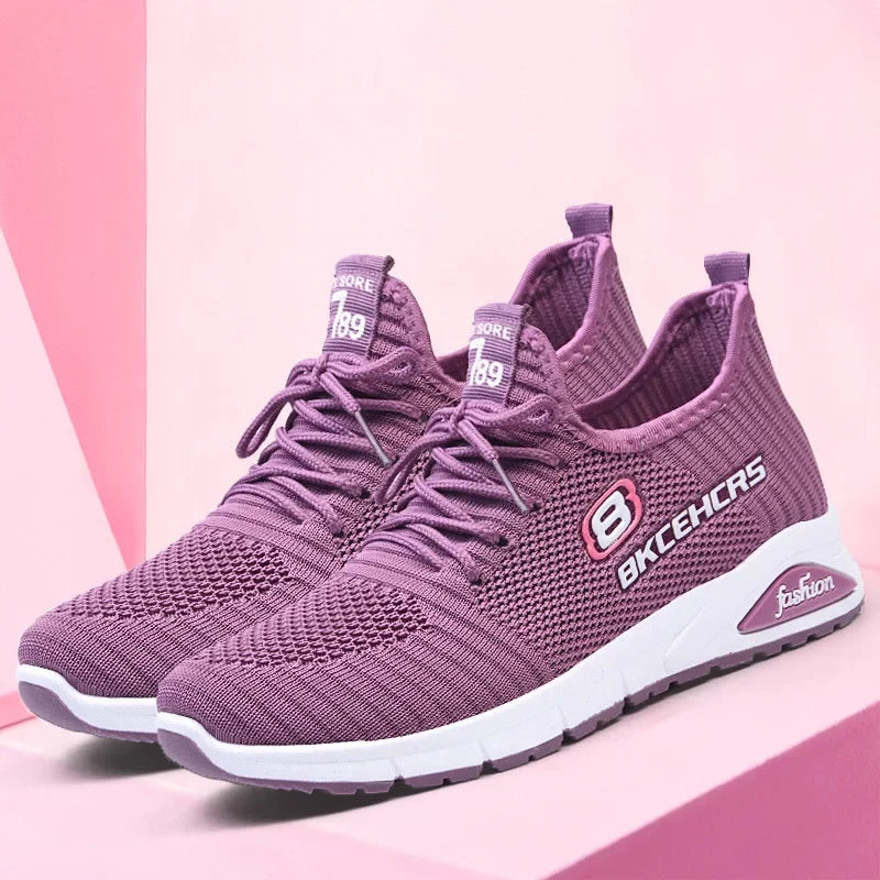 Women Casual Shoes Fashion Breathable Walking Mesh Flat Shoes Sneakers Women 2024 Gym Vulcanized Shoes Purple Female Footwear