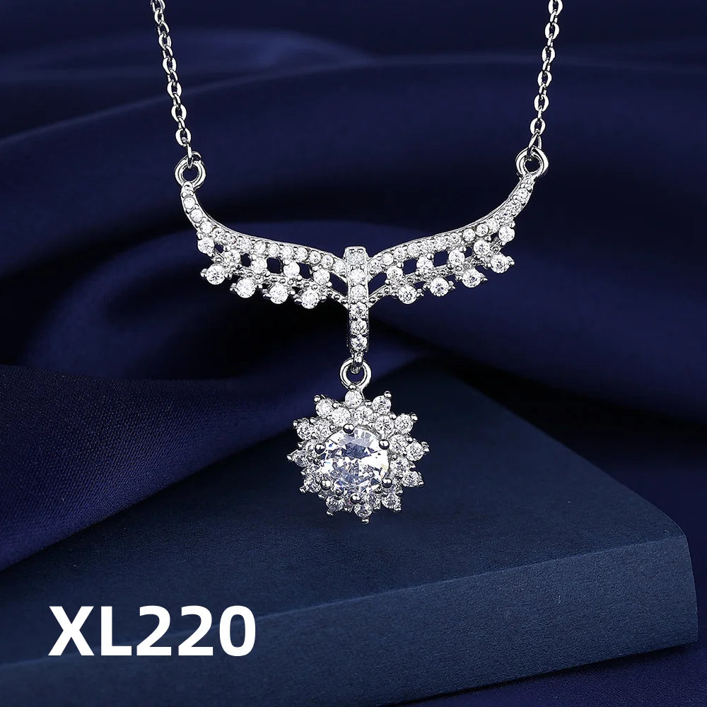 925 Sterling Silver Angel Wings Clavicle Chain Pendant Necklace Sparkling Zircon Women's Necklace Birthday Party Gift Jewelry