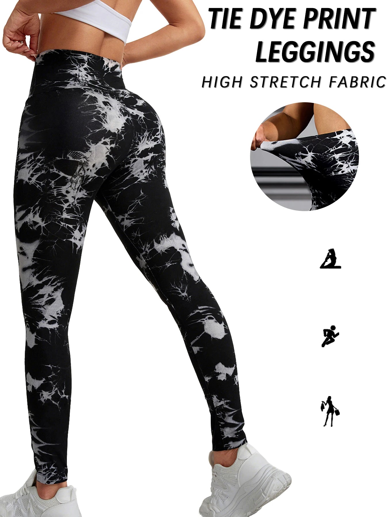 Super Soft High Waisted Tie Dye Leggings for Women Yoga Running Gym No See Through Workout Athletic Tights Push Up Gym Fitness
