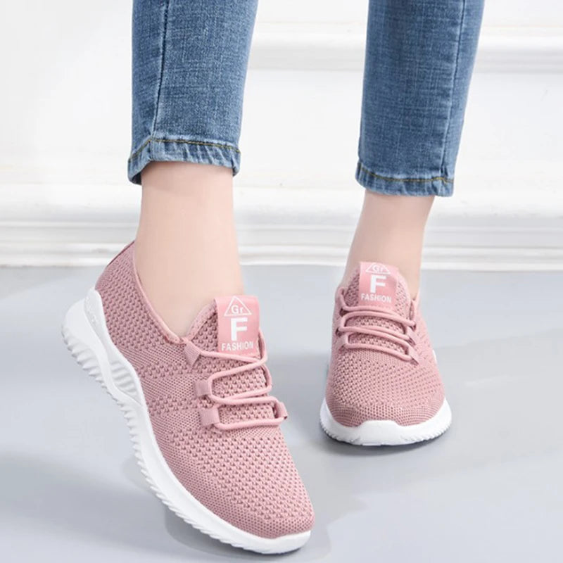 Spring Women Mesh Breathable Casual Shoes Woman Lace-up Vulcanized Shoes Ladies Platform Sneakers Female Shoes Zapatos De Mujer