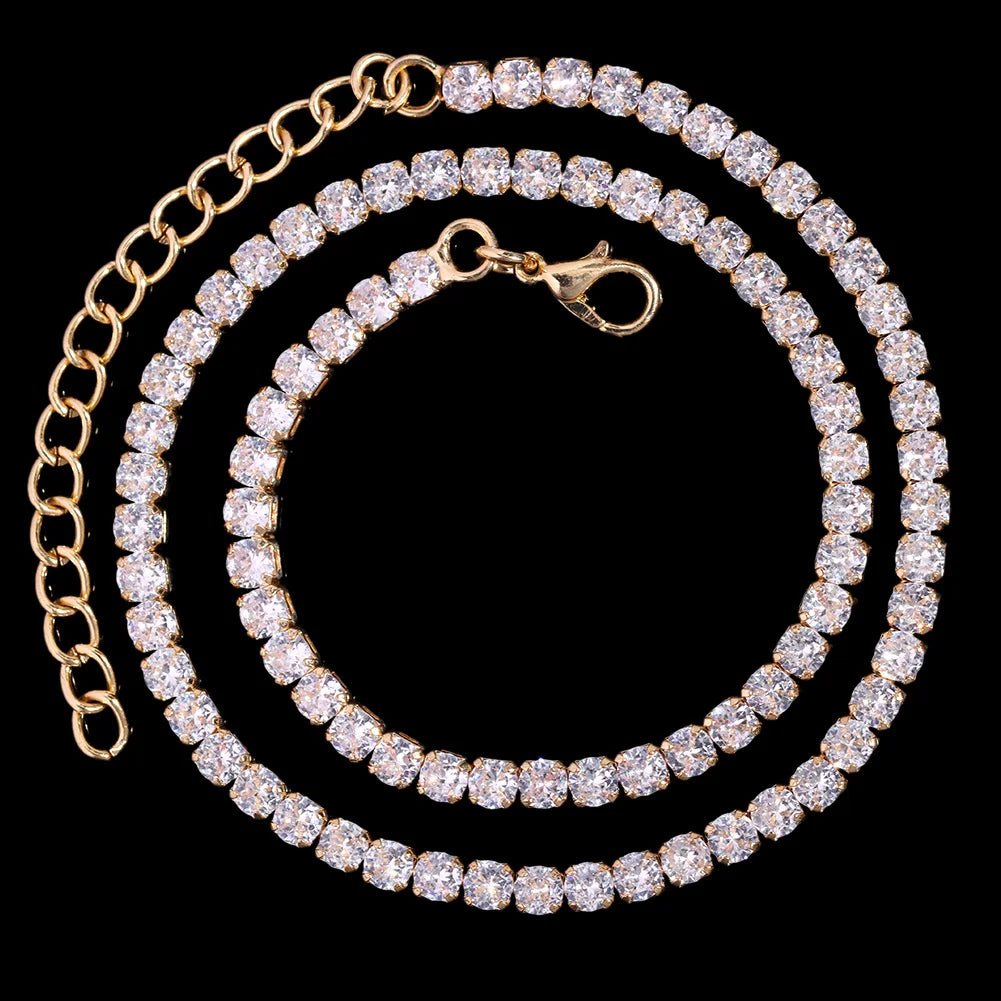 Iced Out Diamond Cuban Link Chain Necklace Men Women Rhinestone Paved Hip Hop Rhombus Cuban Necklaces Tennis Chain Jewelry Gift