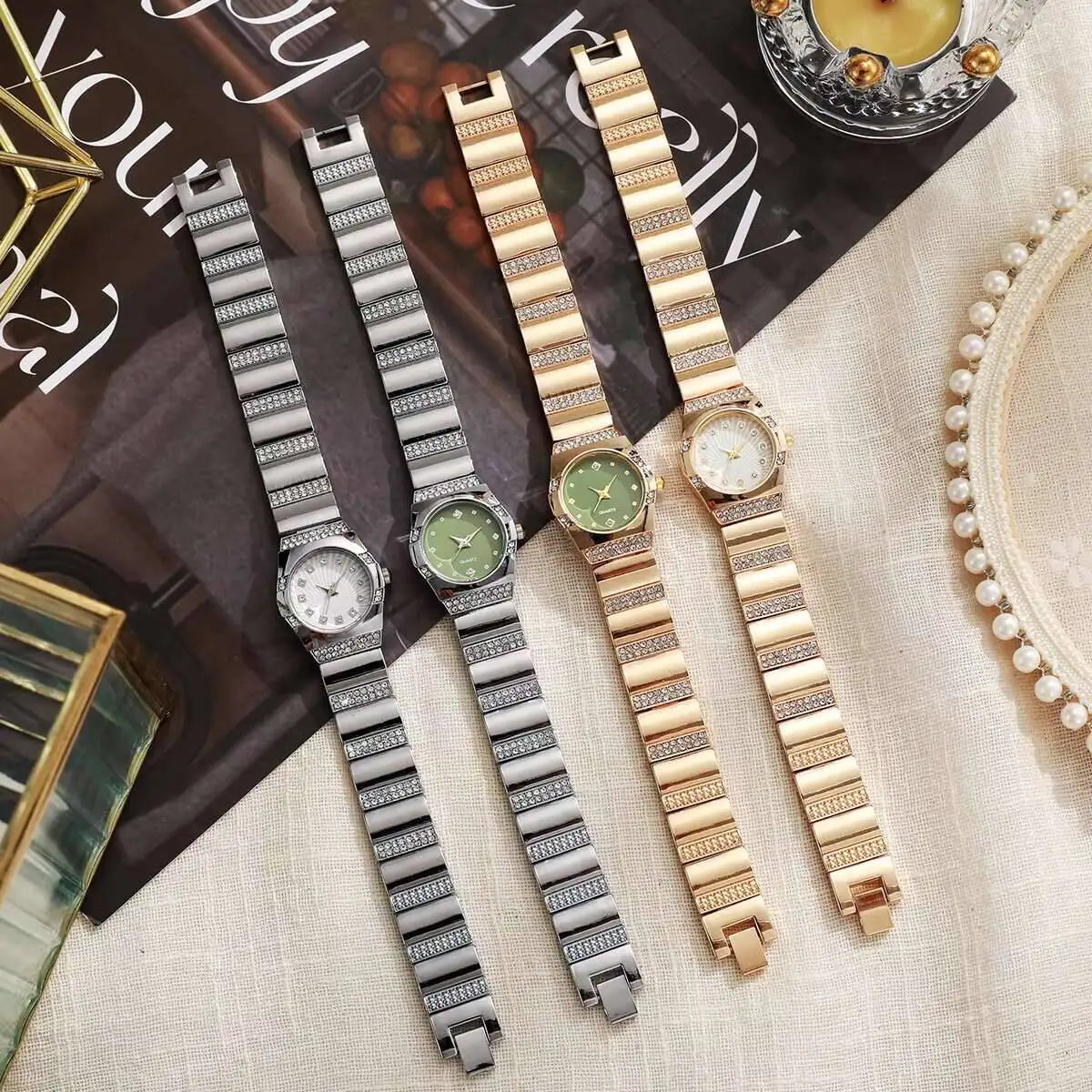Luxury Rhinestone Women Watches Fashion Small Dial Quartz Watch Steel Strap Wristwatches for Girls Clock Reloj Mujer