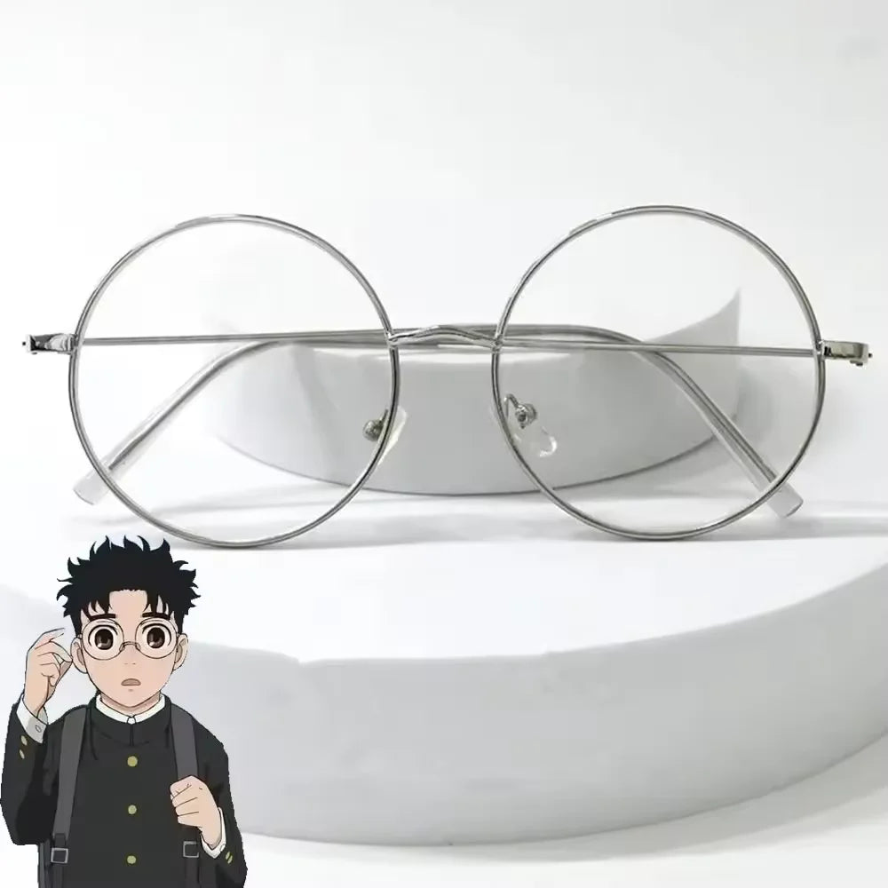 Fashion Round Glasses Accessories Anime Round Blue Light Glasses Metal Flat Men And Women Retro Art Glasses Clothing Prop Gift