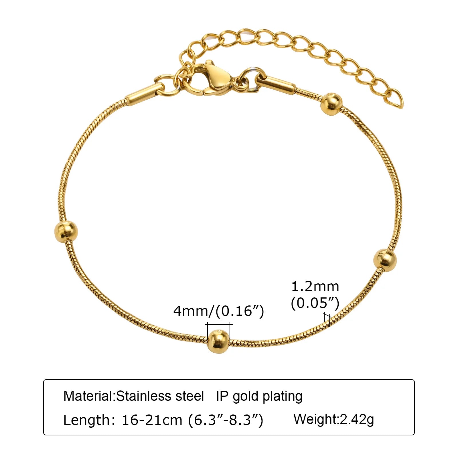 Waterproof Stainless Steel Chain Bracelets For Women , Gold Plated Fashion Stackable Link Bracelet Gifts
