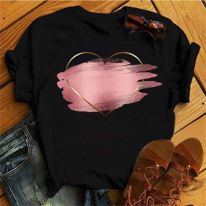 Female Short Sleeve Tshirt Harajuku Tee Shirts Girls T-shirts Fashion Red Poppy Women T Shirt Funny Black Printed Tops Tee