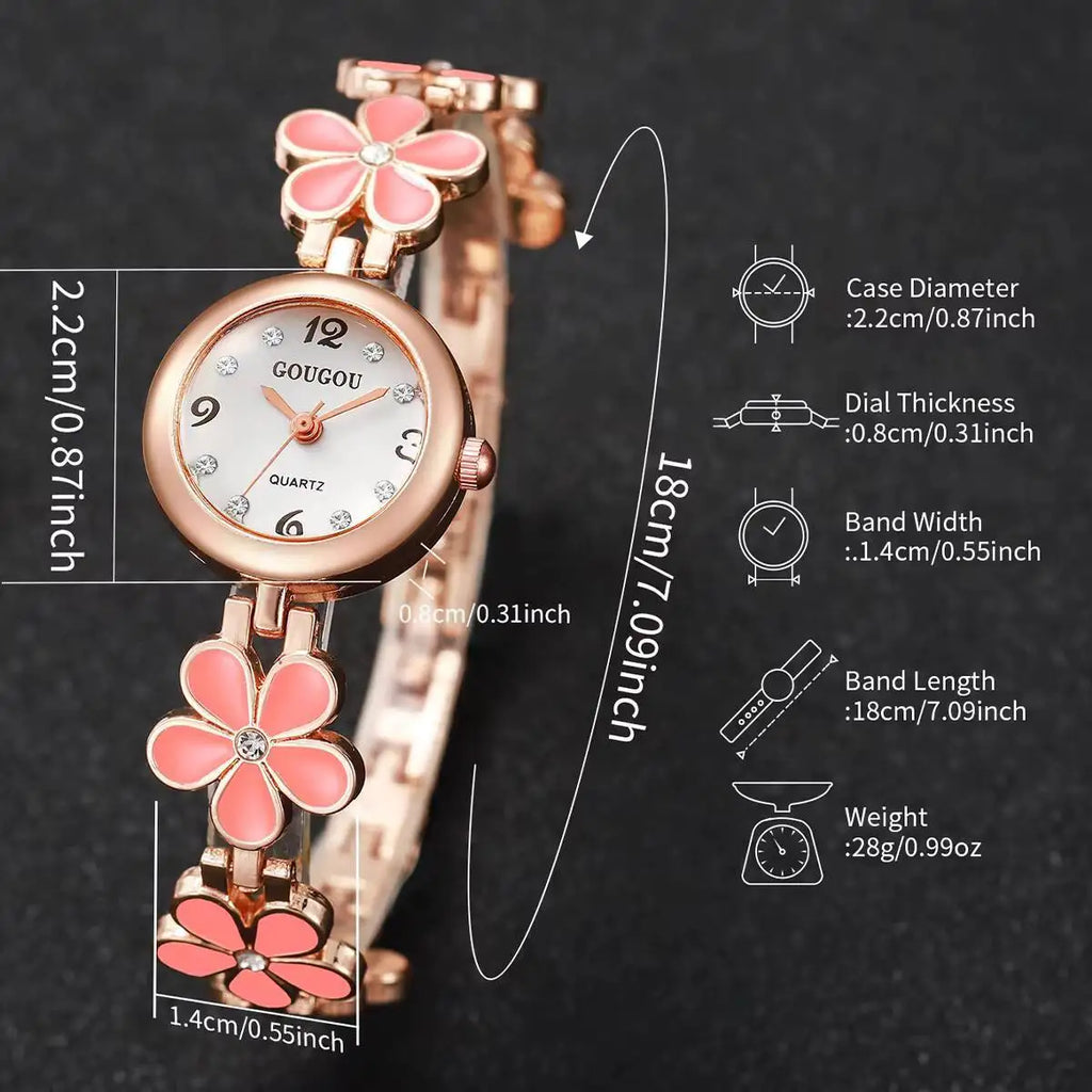 Elegant Flower Bracelet Strap Women Watches Fashion Diamond Arabic Dial Ladies Wristwatches Reloj Mujer（Without Box）