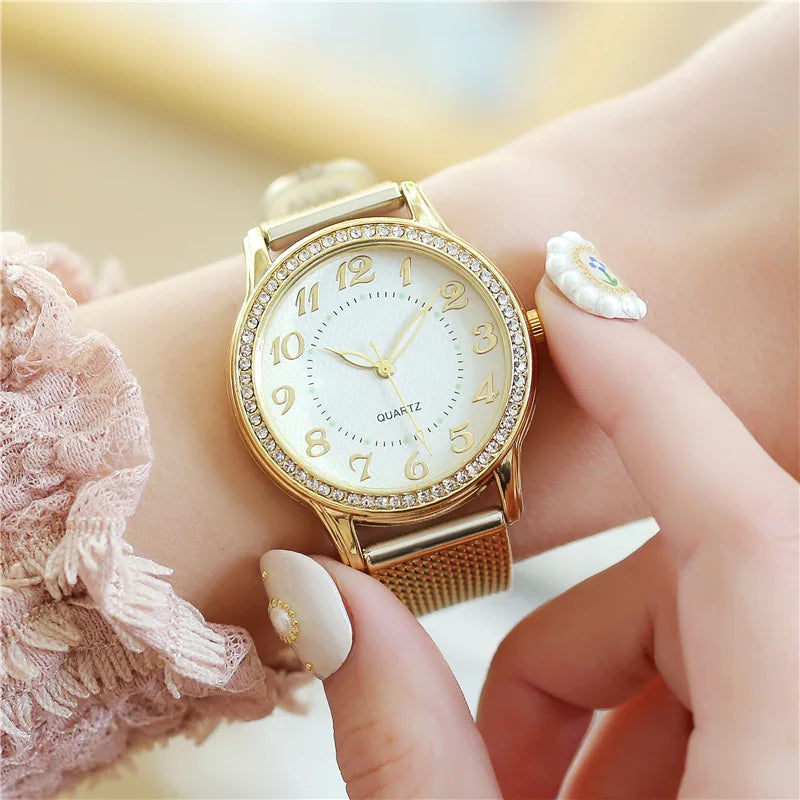 Luminous Watch Silver Gold Women Quartz Watches Simple Glowing Timepiece Ladies Gifts For Girls