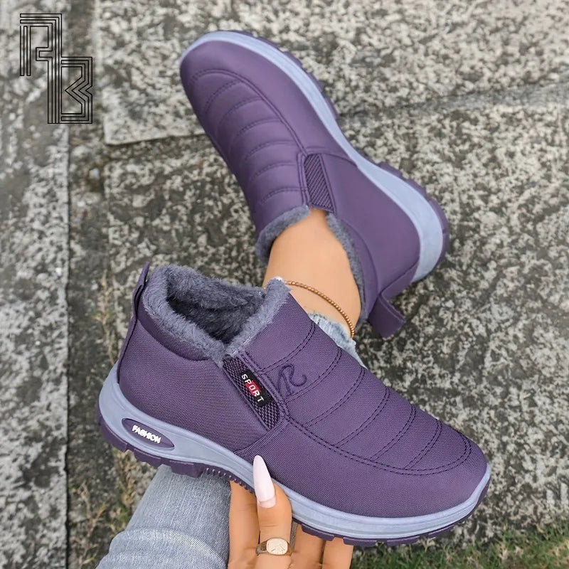 Large Size Women's Cotton Boots, Cold Resistant and Warm Cotton Boots, High Top Snow Boots with Thickened Fleece