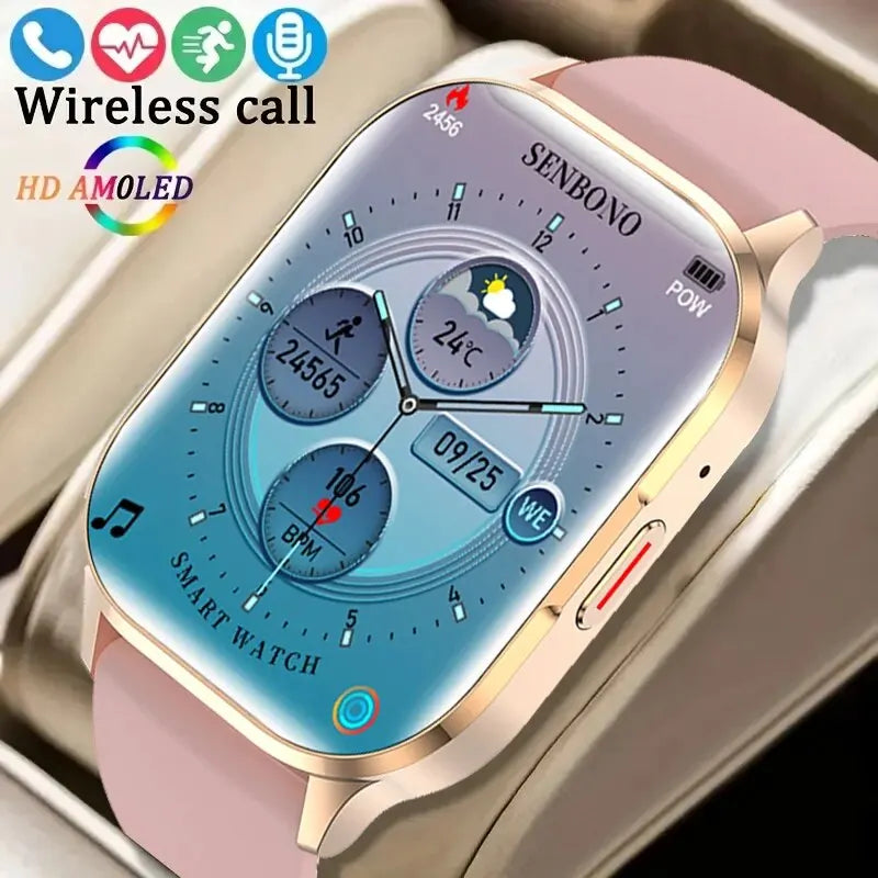 SENBONO AIR3 2024 New AMOLED Men Smart Watch Bluetooth Call 24H Health Tracker NFC Sport Smartwatch Men Women for IOS Android