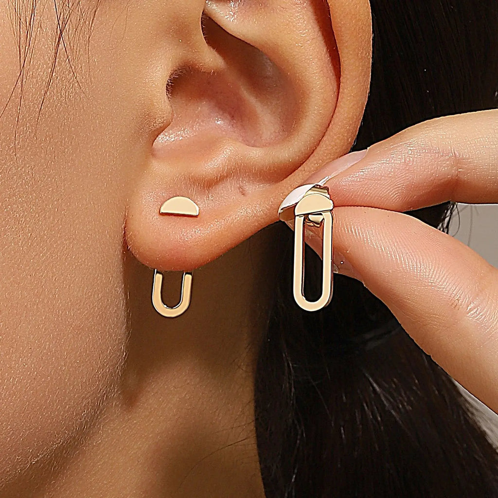 Retro Minimalist Geometric Square Detachable Triangles Stainless steel Stud Earrings for Women Fashion Jewelry Accessories Party