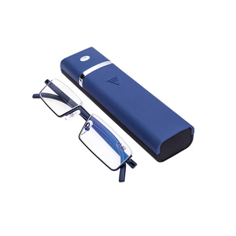 Metal Anti-Blue Light Reading Glasses Men Half Frame Prescription Eyeglasses Male Eyewear With Case +1.0 1.5 2.0 2.5 3.0 3.5 4.0