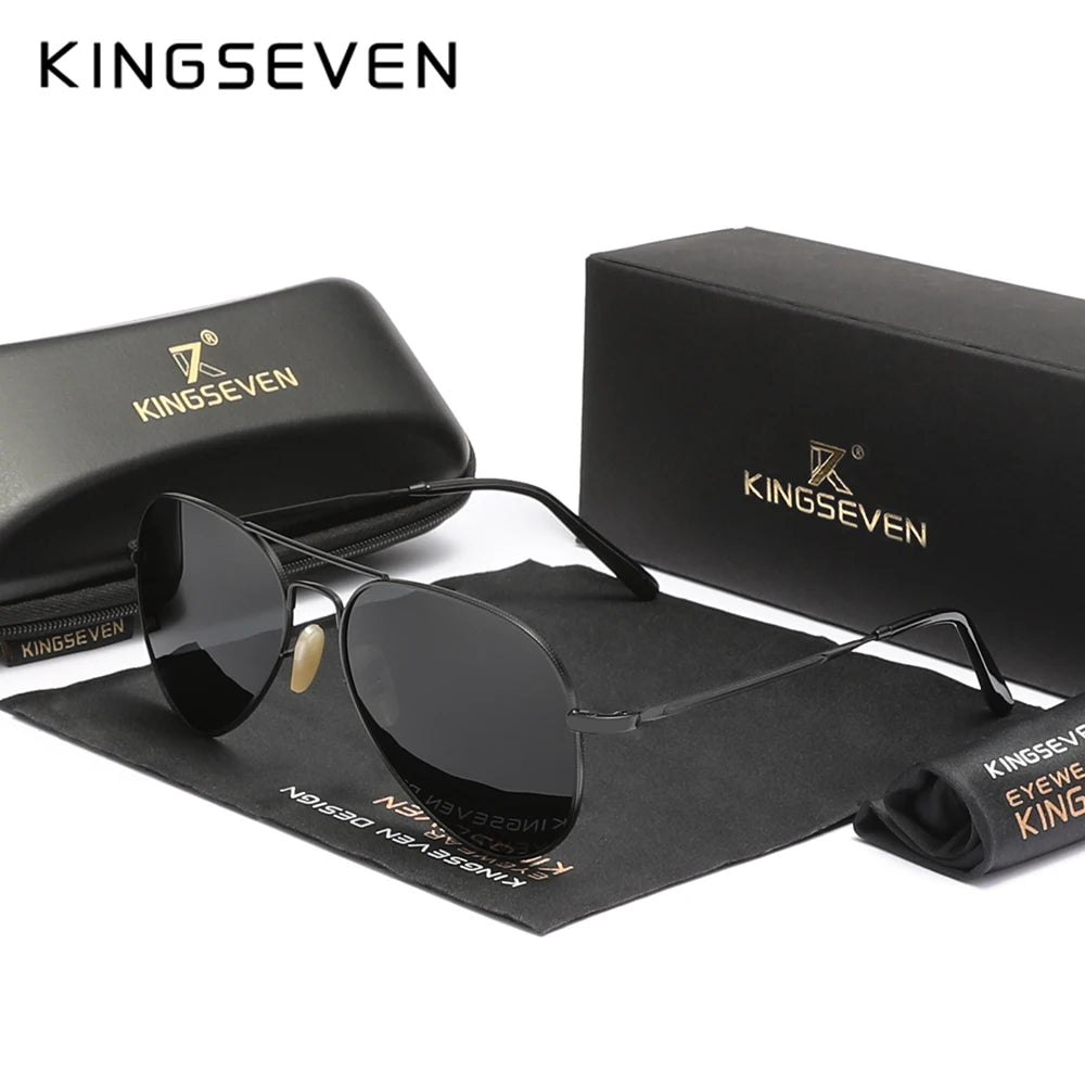 KINGSEVEN Pilot Alloy Sunglasses Polarization UV400 Anti-reflection Full Frame Parsnip Glasses Women Retro Luxury Eyewear