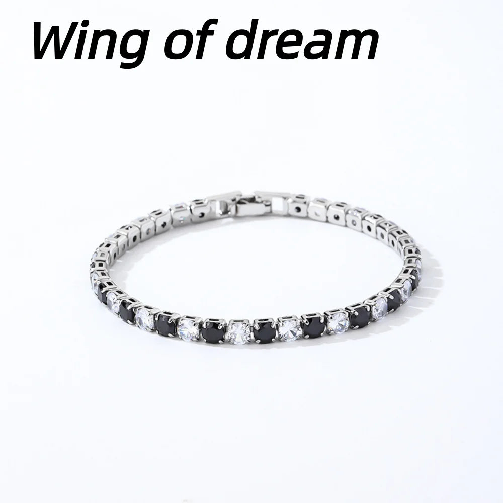 925 Sterling Silver Jewelry, 16cm-21cm Tennis Bracelet 4mm Crystal Zircon Anniversary Gift Women's Sterling Silver Bracelet