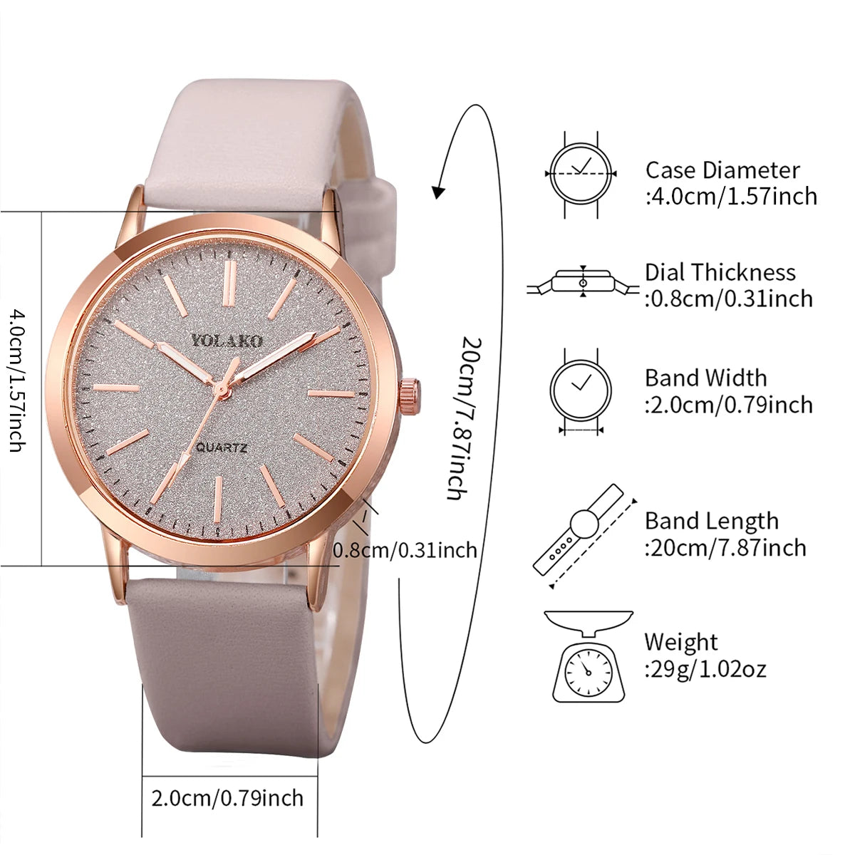 2PCS/Set Fashion Women Leather Strap Wrist Watches Simple Dial Quartz Watch With Heart Bracelet Set (Without Box)