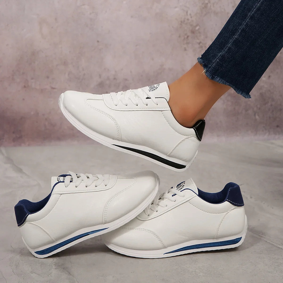 Large Size Women's Fall Hot Sale Of The Season Fashion Contrast Color Leather Surface AG Shoes Casual Sports Shoes with Lace Des