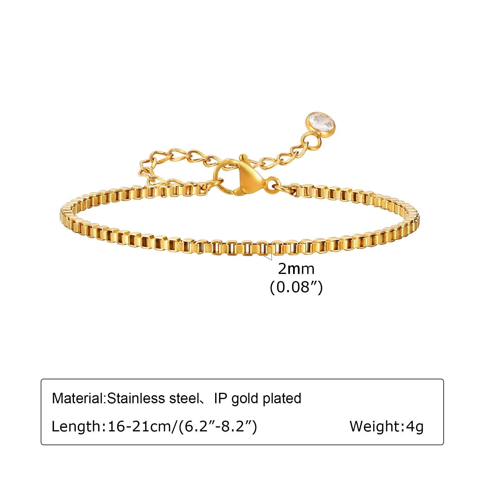 Non Tarnish Stainless Steel Bracelet Stackable for Women, Thin Herribone Chain Bracelet Waterproof Gold Plated Jewelry