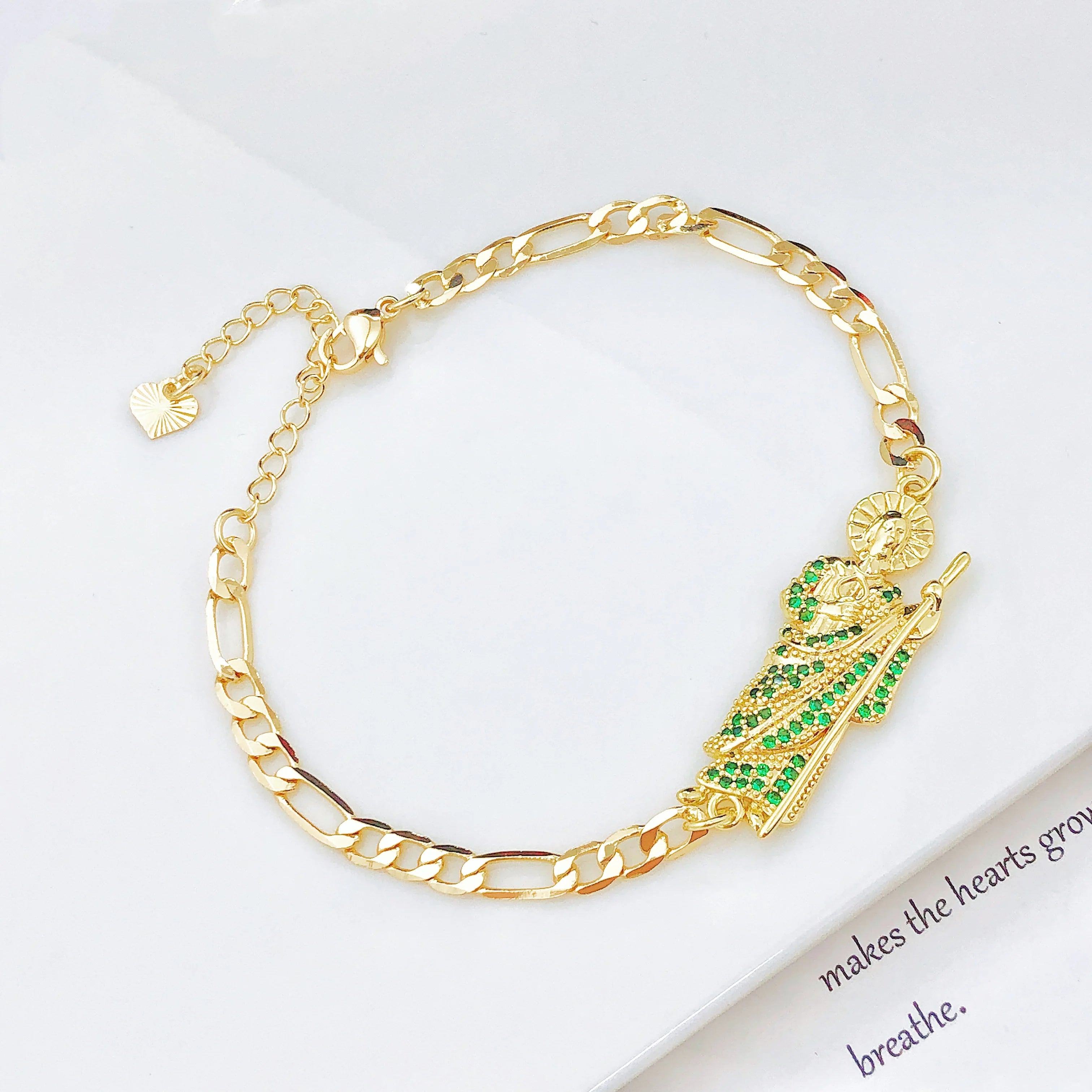 Simple Stylish St. Jude Gold Plated Women's Thin Bracelet Religious Jewelry for Daily Wear