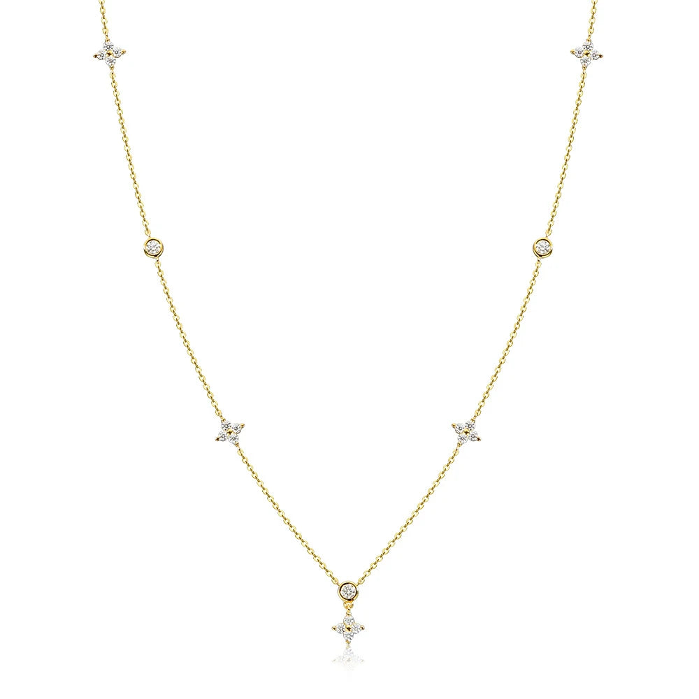 KNOBSPIN Moissanite Necklaces for Women Four Leaf Clover Diamond Pendant s925 Sterling Silver 18k Dainty Daily Necklace Jewelry