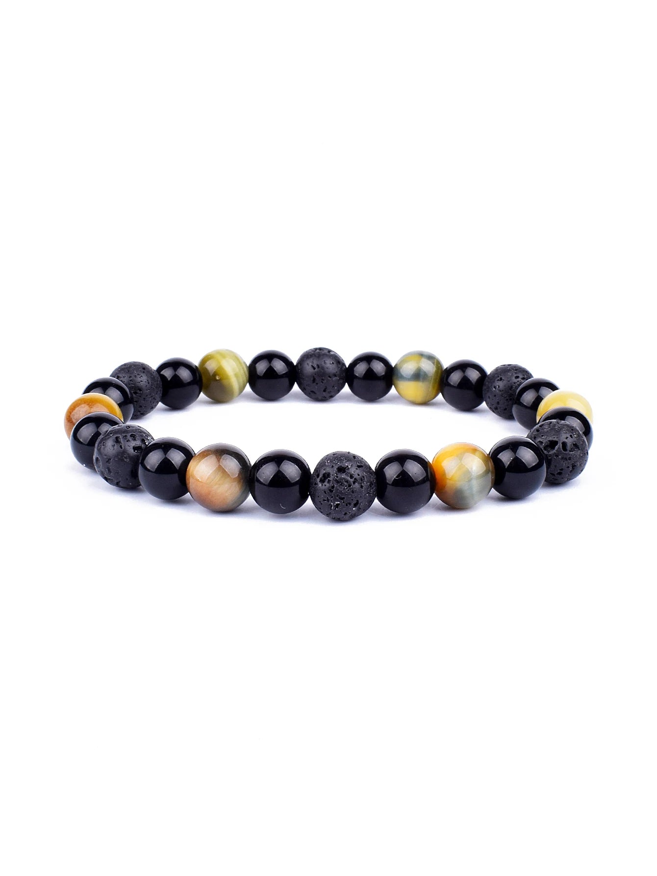 Triple Power Beaded Bracelet Tiger's Eye for Courage Obsidian Grounding & Pyrite for Wealth Natural Stones Healthy Care Jewelry