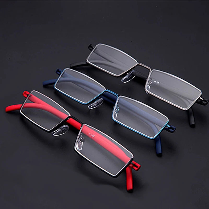 Metal Anti-Blue Light Reading Glasses Men Half Frame Prescription Eyeglasses Male Eyewear With Case +1.0 1.5 2.0 2.5 3.0 3.5 4.0