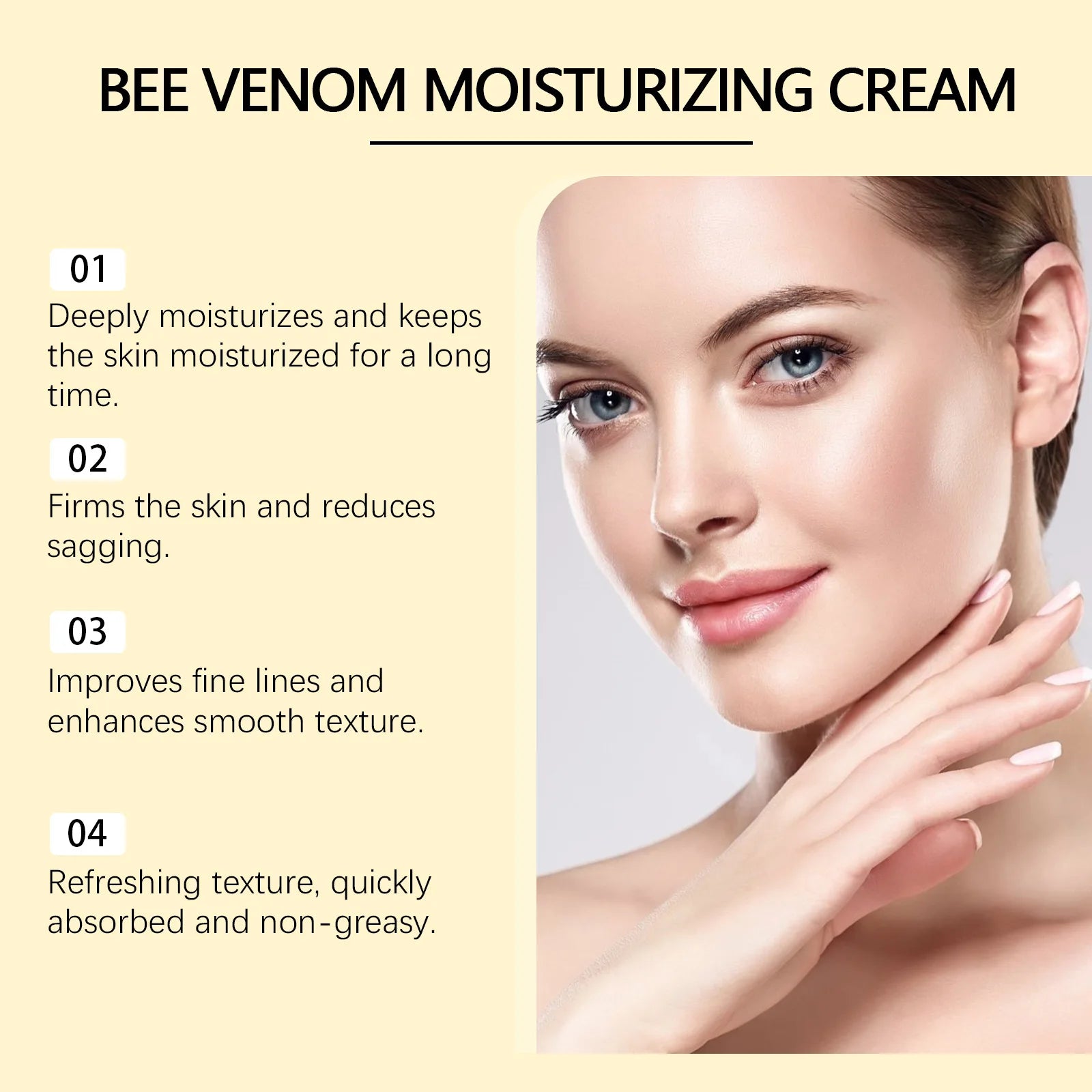 EELHOE Bee Venom Body Cream Deep Hydration Moisturizing Skin Lifting Anti Sagging Smooth Bee Venom Skin Treatment Cream 100g