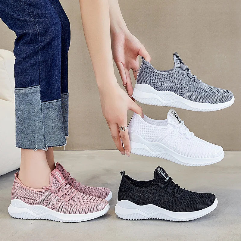 Spring Women Mesh Breathable Casual Shoes Woman Lace-up Vulcanized Shoes Ladies Platform Sneakers Female Shoes Zapatos De Mujer