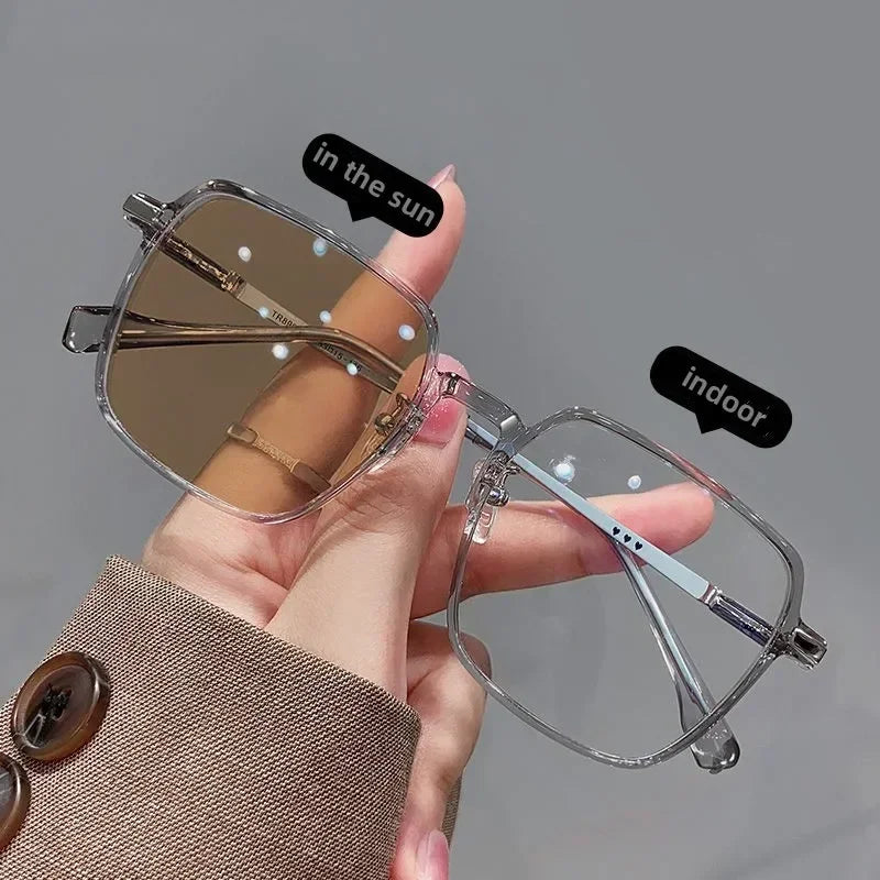 New Style Photochromic Myopia Glasses Men Women Color Changing Eyeglasses Anti UV Sunglasses Luxury Short-sighted Eyewear 0~-6.0