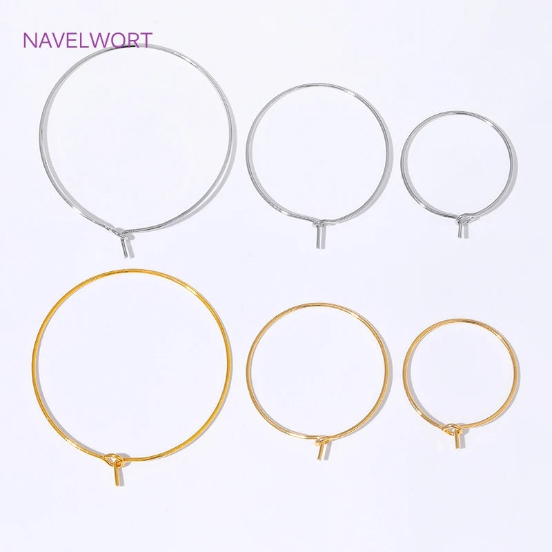 15mm-40mm18K Gold Plated Round Hoop Earrings,For Women Fashion Jewelry,Brass Big Circle Ear Wire Hoops,DIY Jewelry Making Craft