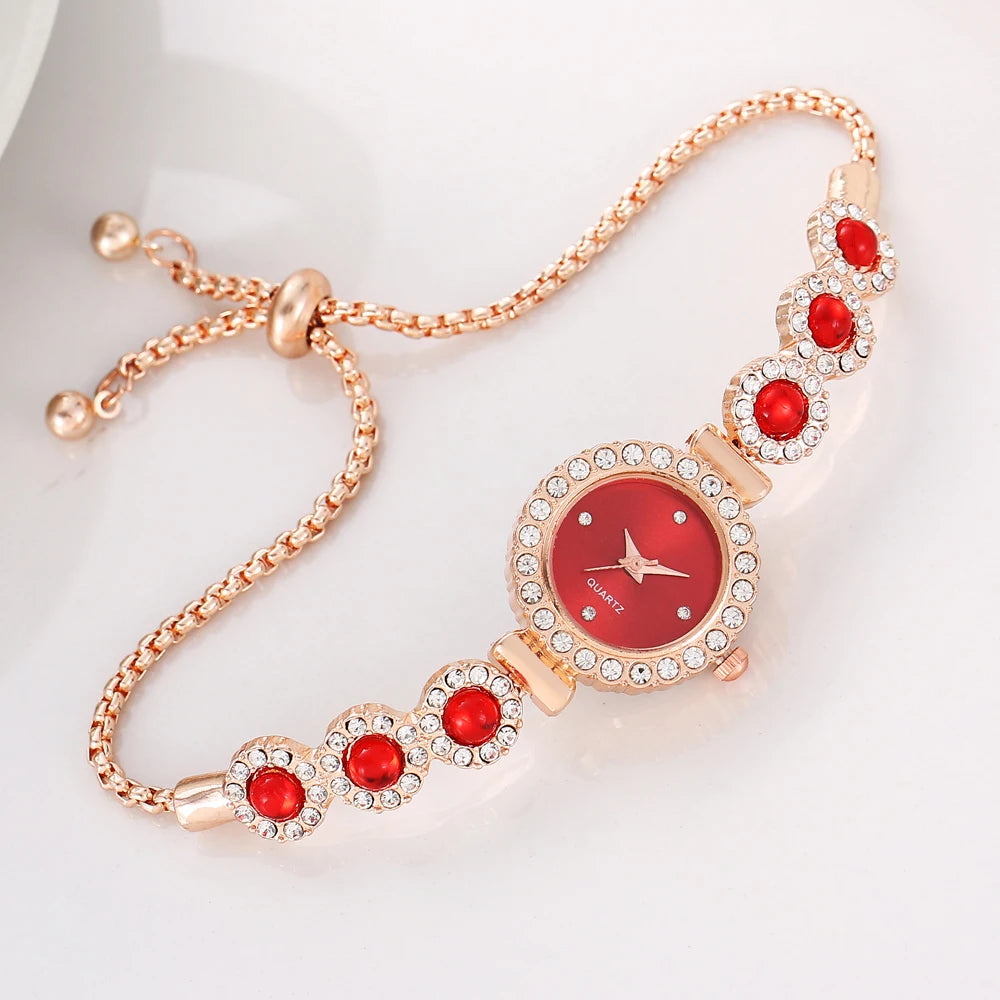 Hot selling lazy free pull-out women's bracelet women's watch fashionable color diamond inlaid fashionable temperament quartz