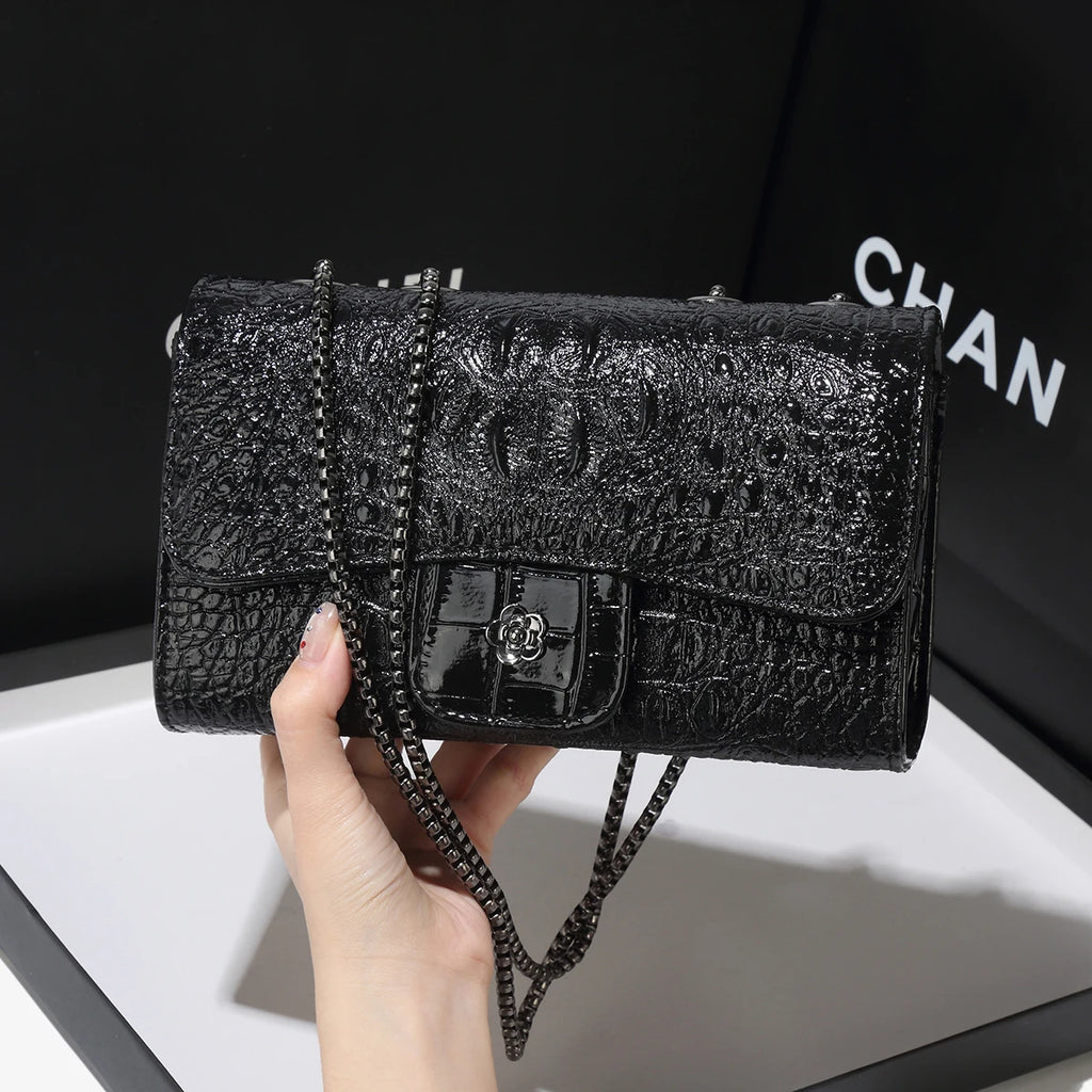 Simple Mini Crocodile Pattern Small Square Bag Summer New Style Trendy Versatile Chain
